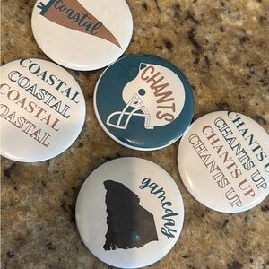 Coastal Chants Button Pin Set - Teal, Cream & Brown